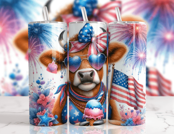 4th of July Cow Tumbler Wrap: Graphics & Crafts