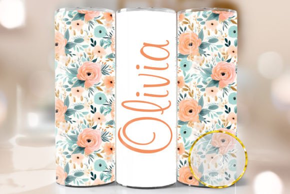 Custom Name Flowers Tumbler Wrap Design: Graphics for Crafts-Driven Brands