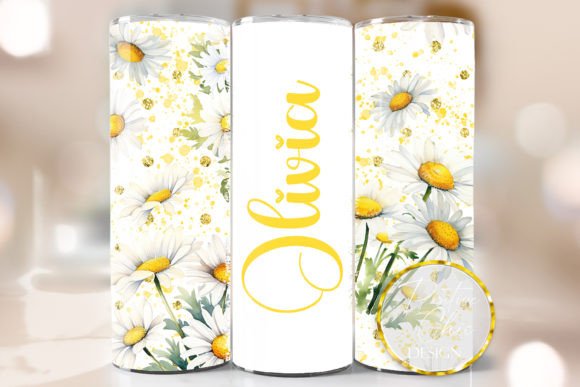 Custom Name Spring Flowers Tumbler PNG: Graphics for Crafts
