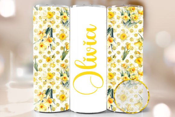 Daffodils Tumbler Wrap PNG: Graphics for Crafts