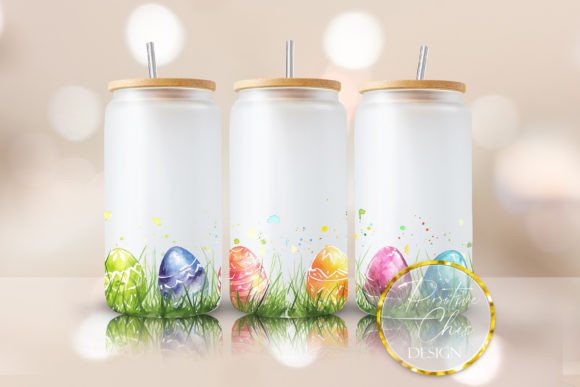 Easter Eggs 16 Oz Glass Tumbler Design: Graphics for Crafts & Local Branding