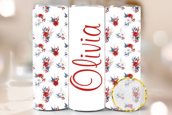 Floral Custom Name Tumbler Flowers PNG: Graphics for Crafts & Content