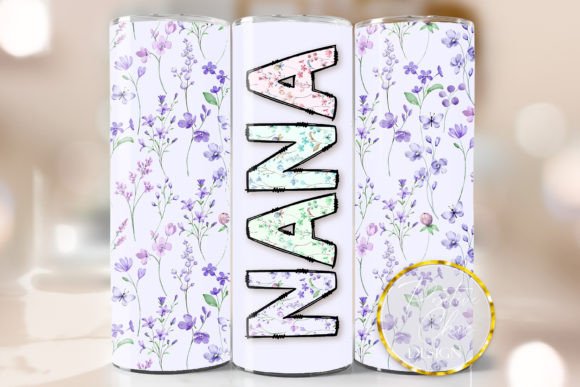 Floral Mothers Day Tumbler Wrap Nana PNG: Graphics for Crafts & Gifting