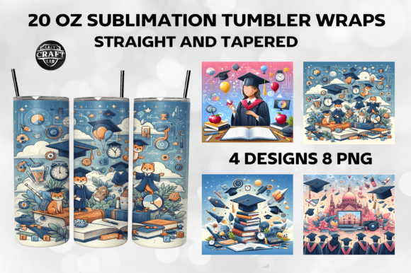 Graduation Tumbler Wrap Bundle 20oz PNG Graphics