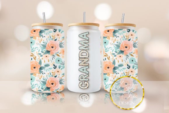 Grandma Glass Can Wrap PNG: Graphics for Crafts Projects