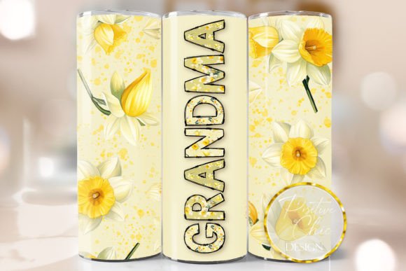 Grandma Spring Floral Tumbler Wrap PNG: Graphics for Crafts & Content