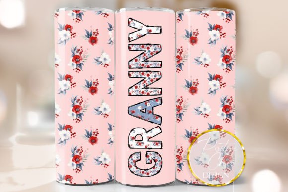 Granny Floral Tumbler Wrap PNG Design: Graphics for Crafts & Content