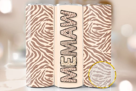 Memaw Animal Print Skinny Tumbler Wrap Graphics for Crafts