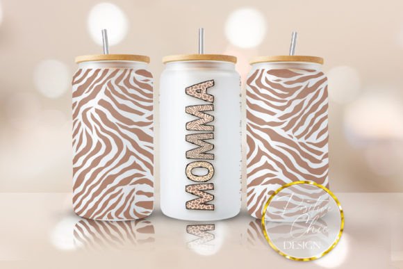 Momma 16 Oz Cup Wrap UVDTF Animal Print Graphics