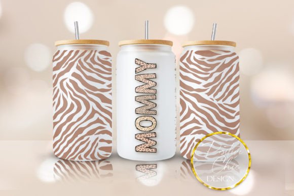 Mommy 16 Oz Cup Wrap UVDTF Animal Print