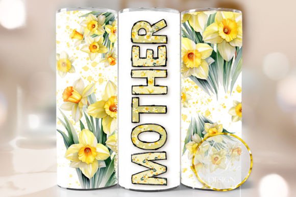 Mum Daffodils Tumbler Wrap Flowers PNG: Graphics for Crafts & Local Branding