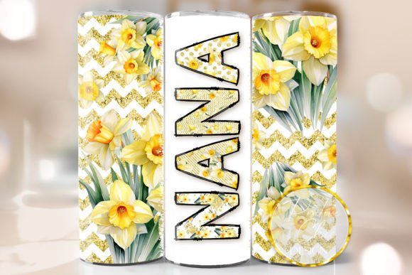 Nana Spring PNG Floral Tumbler Wrap: Graphics for Crafts & Content