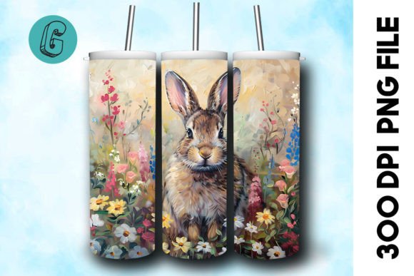 Oil Paint Easter Bunny Tumbler Wrap 37 Graphics & Backgrounds