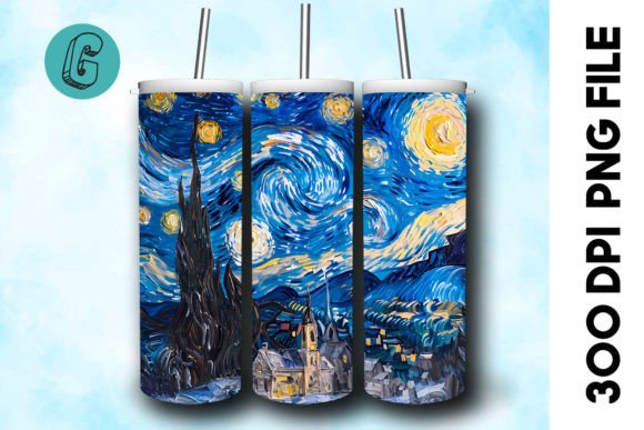 Oil Paint Starry Night Tumbler Wrap 34