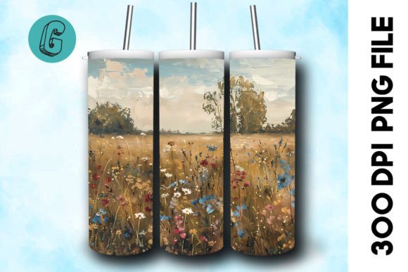 Oil Paint Wildflowers Tumbler Wrap 32 Graphics & Backgrounds
