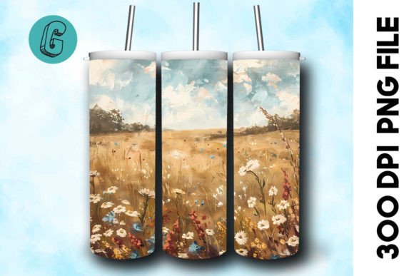 Oil Paint Wildflowers Tumbler Wrap 40 Graphics & Backgrounds