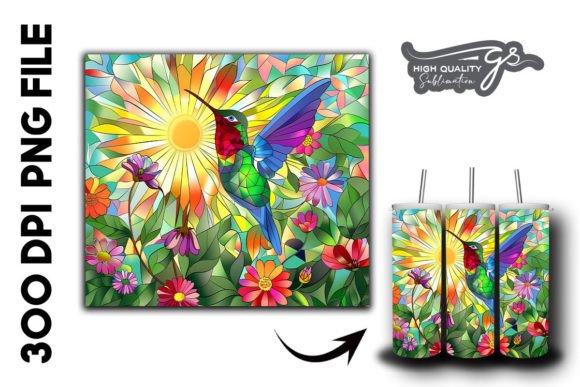 Stain Glass Hummingbird Tumbler Wrap 23 Graphics