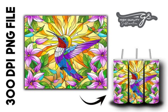 Stain Glass Hummingbird Tumbler Wrap 35 Graphics