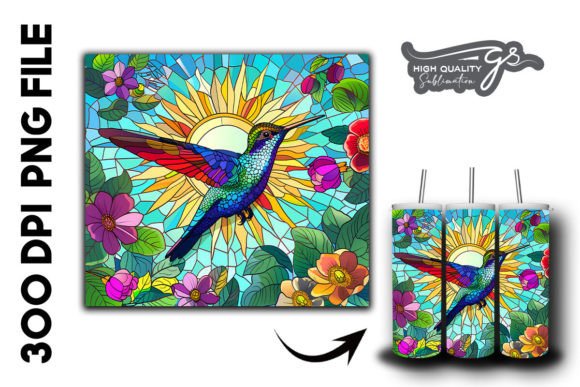 Stain Glass Hummingbird Tumbler Wrap 37 Graphics