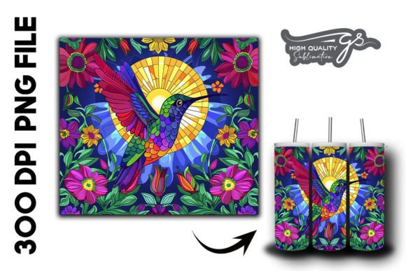 Stain Glass Hummingbird Tumbler Wrap 39