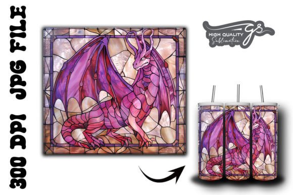 Stained Glass Dragon Tumbler Wrap 38 Graphics