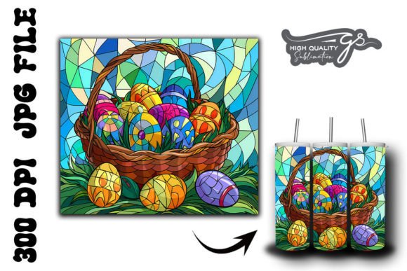 Stained Glass Easter Egg Tumbler Wrap 35 Graphics & Backgrounds