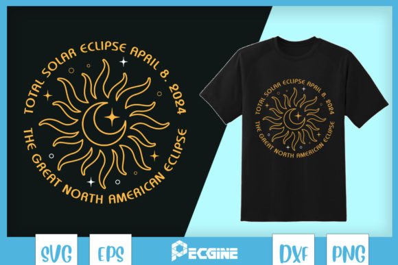 USA Solar Eclipse 2024 SVG Graphics for T-Shirt Designs